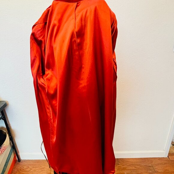 Womens vintage red velvet coat SZ L - long open coat with ¾ sleeves Fully lined - Picture 7 of 8